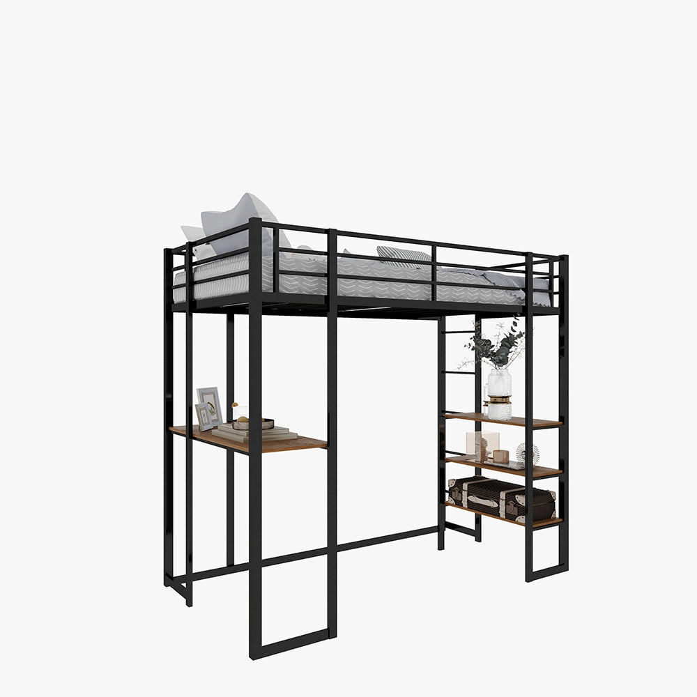Letto con scrivania - Xylo - 90x200 cm L metallo scala doppia