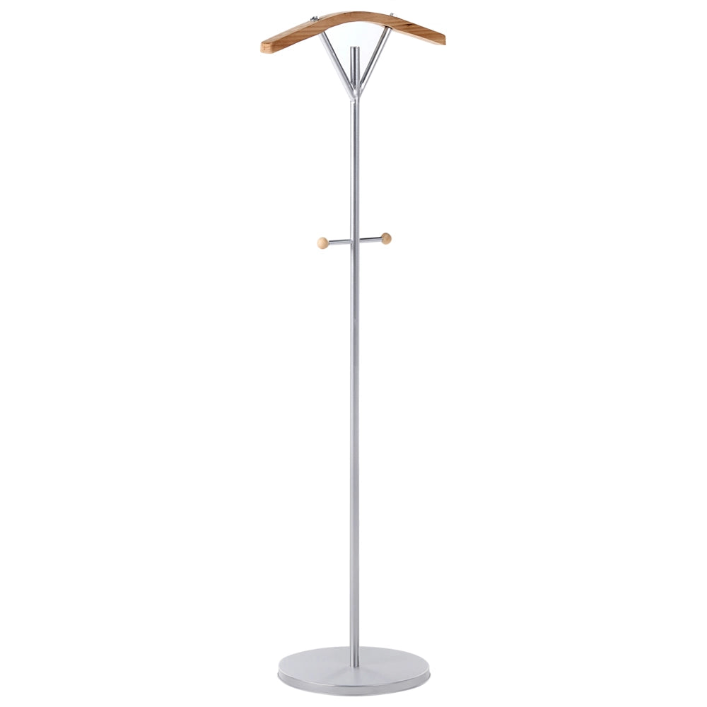 Appendiabiti in acciaio argentato 130 cm da terra con dettagli in legno 3 ganci Moderno per ingresso