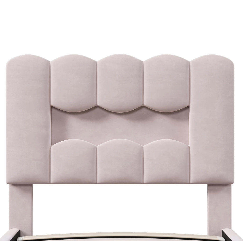 Letto imbottito 90x200 cm con contenitore, LED e testiera regolabile