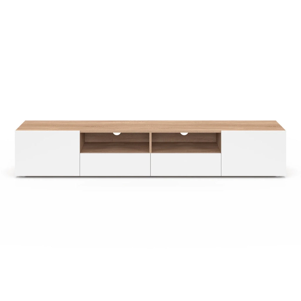 IDMarket - Porta TV 180 cm ELI in faggio con ante bianche