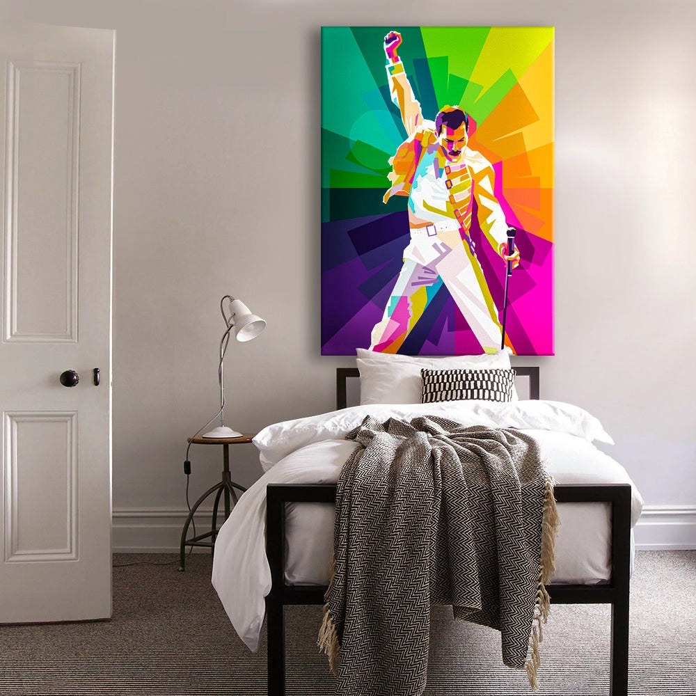 FREDDIE MERCURY - Quadro stampato su Canvas e montato su telaio in legno Misura: 50x70 cm