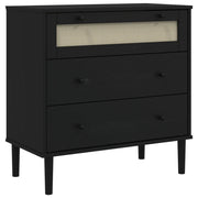 Cassettiera SENJA Aspetto Rattan Nera 80x40x80 cm in Legno Pino CFW6845230