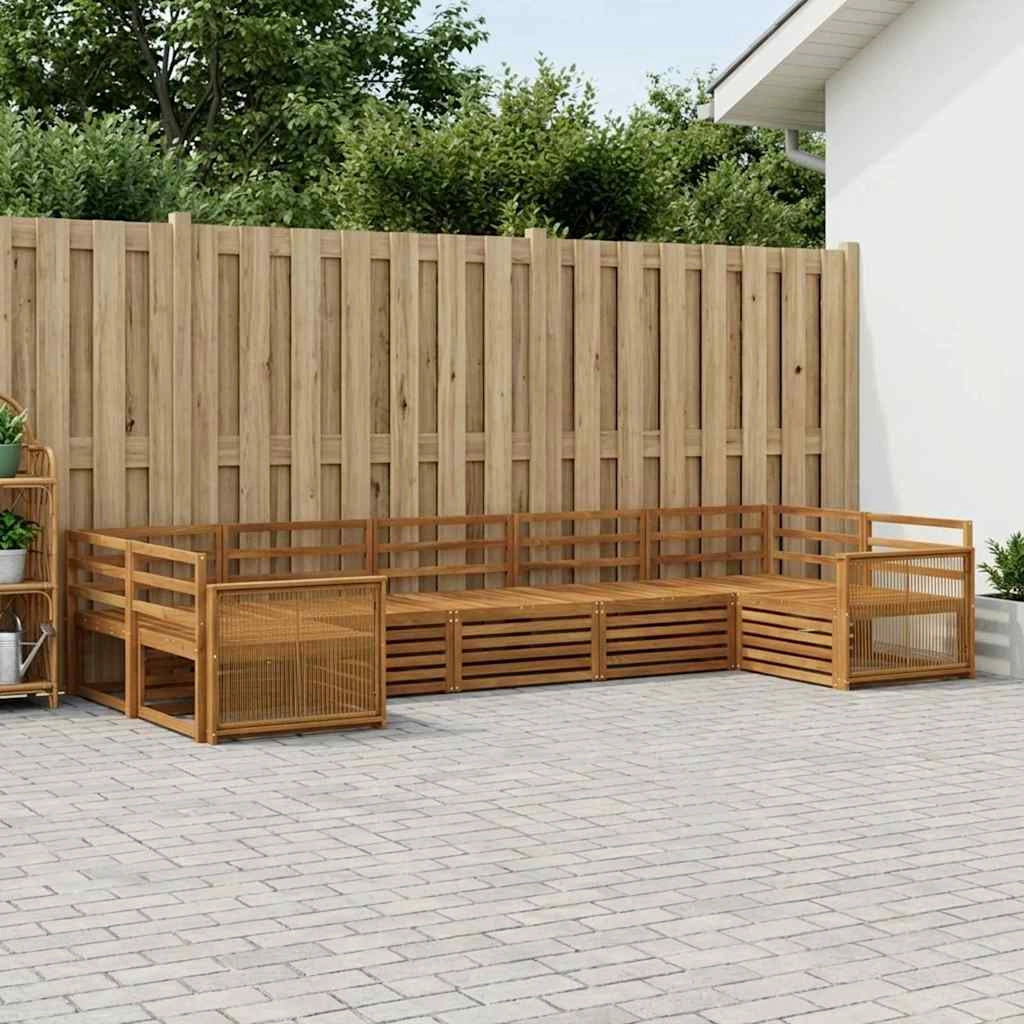 Set di divani da esterno 7 pz Naturale Legno di Acacia Massello 3383807