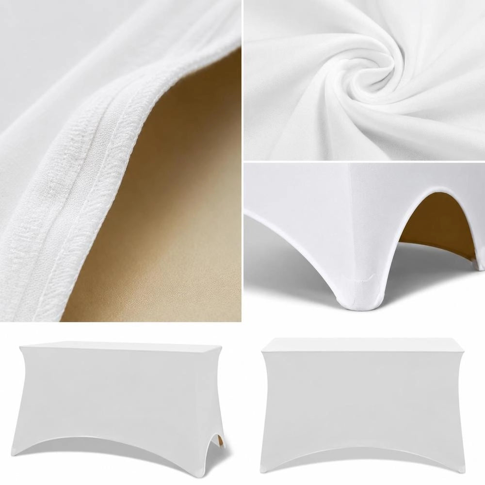 Stretch Table Cover, 2 Pieces, 120 X 60.5 X 74 Cm, White