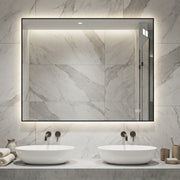Specchio bagno LED 70x90 cm vetro e alluminio argento antinebbia retroilluminato
