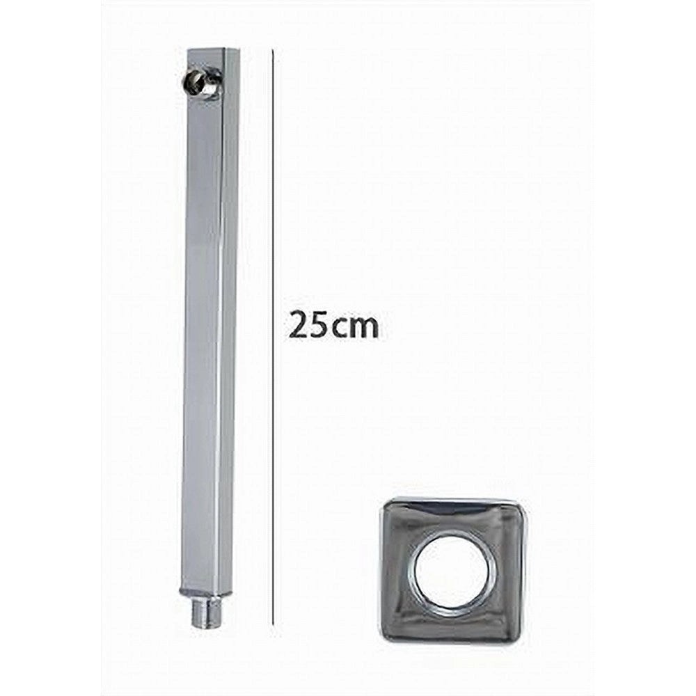 Trade Shop - Braccio Per Soffione Doccia Quadrato In Ottone Cromato Con Rosone 25 Cm 59494 -