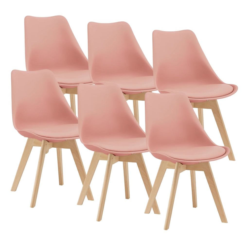 Set di 6 sedie da pranzo Fläten similpelle faggio rosa 03_0006783