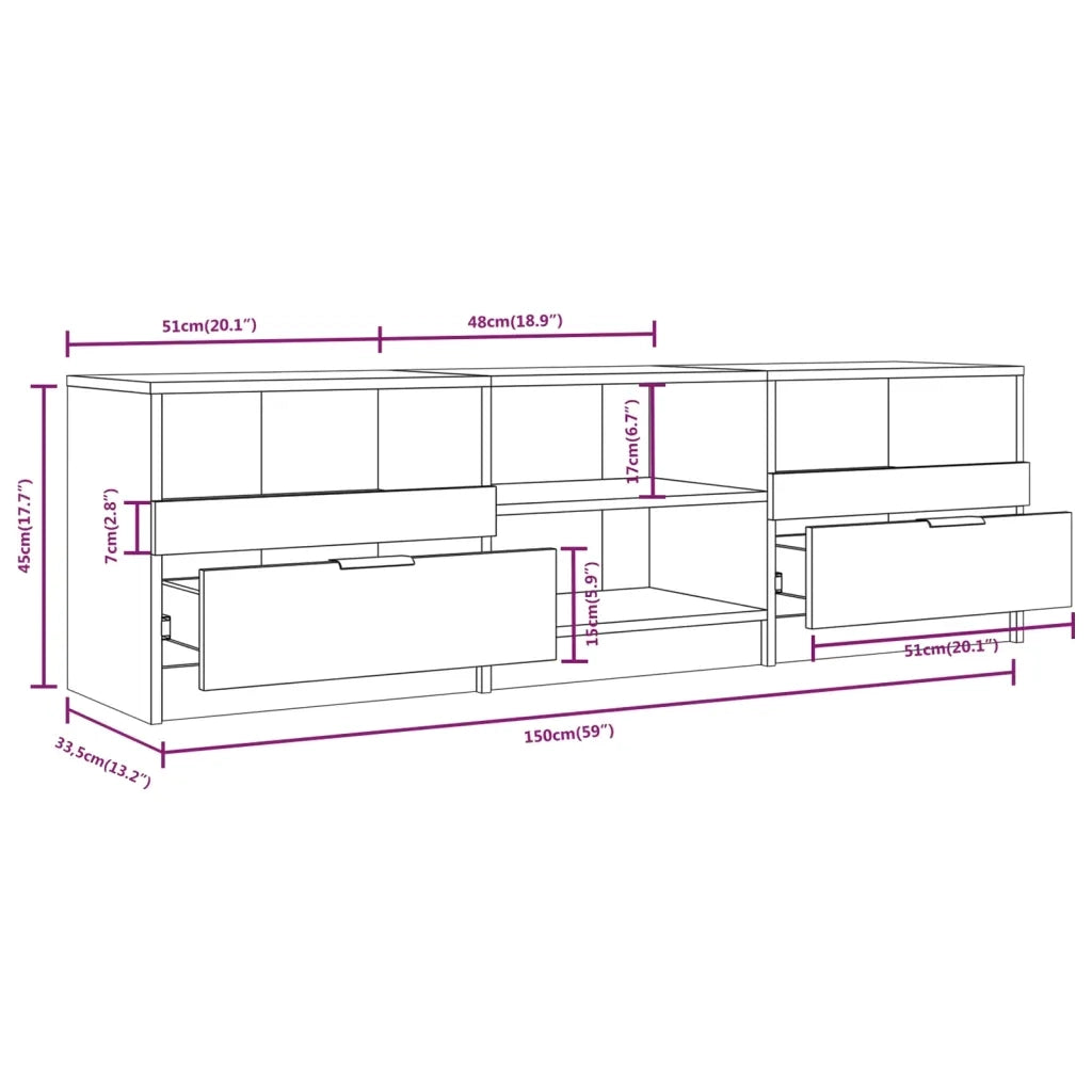 Mobile TV-Credenza per TV-Console TV Rovere Fumo 150x33,5x45 cm in Legno Ingegnerizzato
