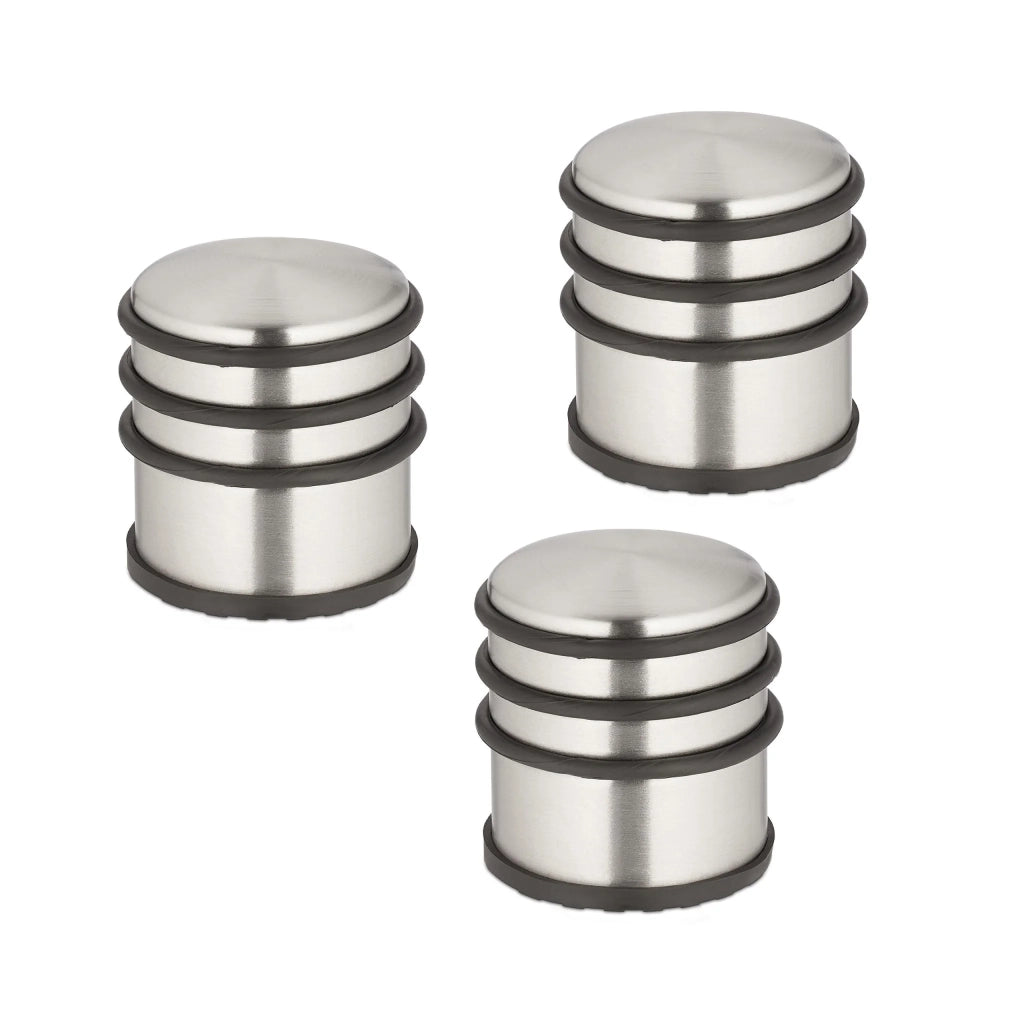Set di 3 fermaporte pratici design intramontabile cucina bagno 6 x 6 x 6 cm in gomma nera 13_0012803