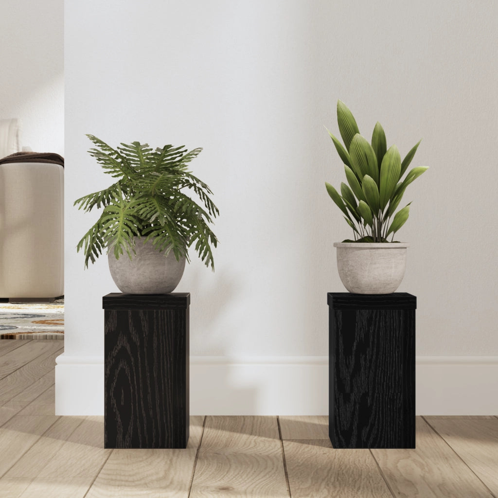 Supporto per Piante in Rovere Nero di Set di 2 Rovere Nero Legno