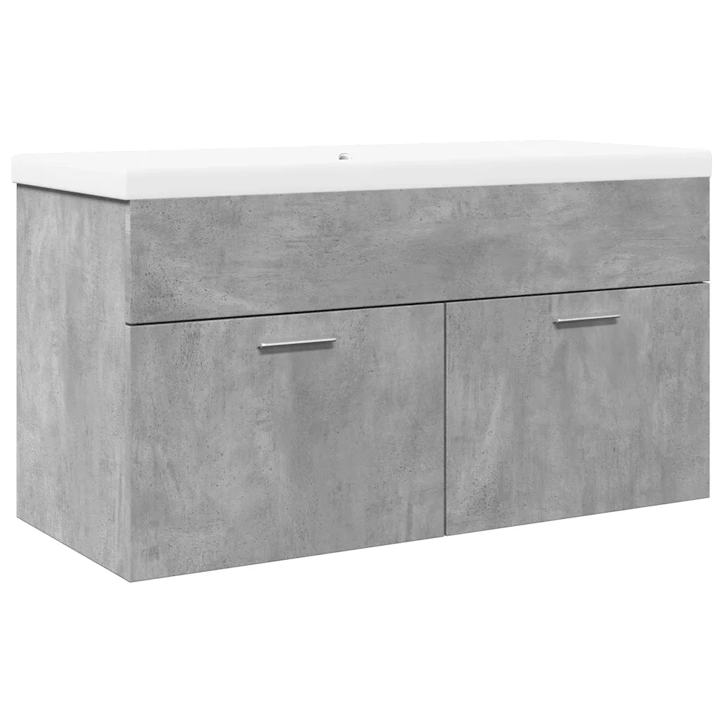 Mobile da Bagno con Lavabo Integrato-Armadietto da bagno con Lavandino Grigio Cemento 947065