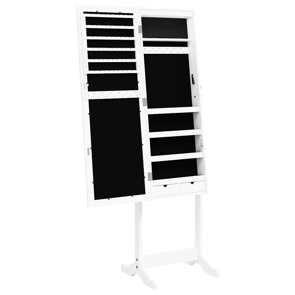 Armadietto Portagioie a Specchio Luci a LED Autoportante Bianco CFW1539416
