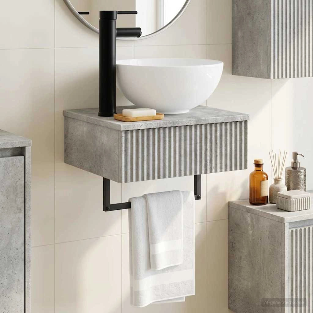 Lavabo da Parete Grigio Cemento 40 x 35 x 39 cm 890171