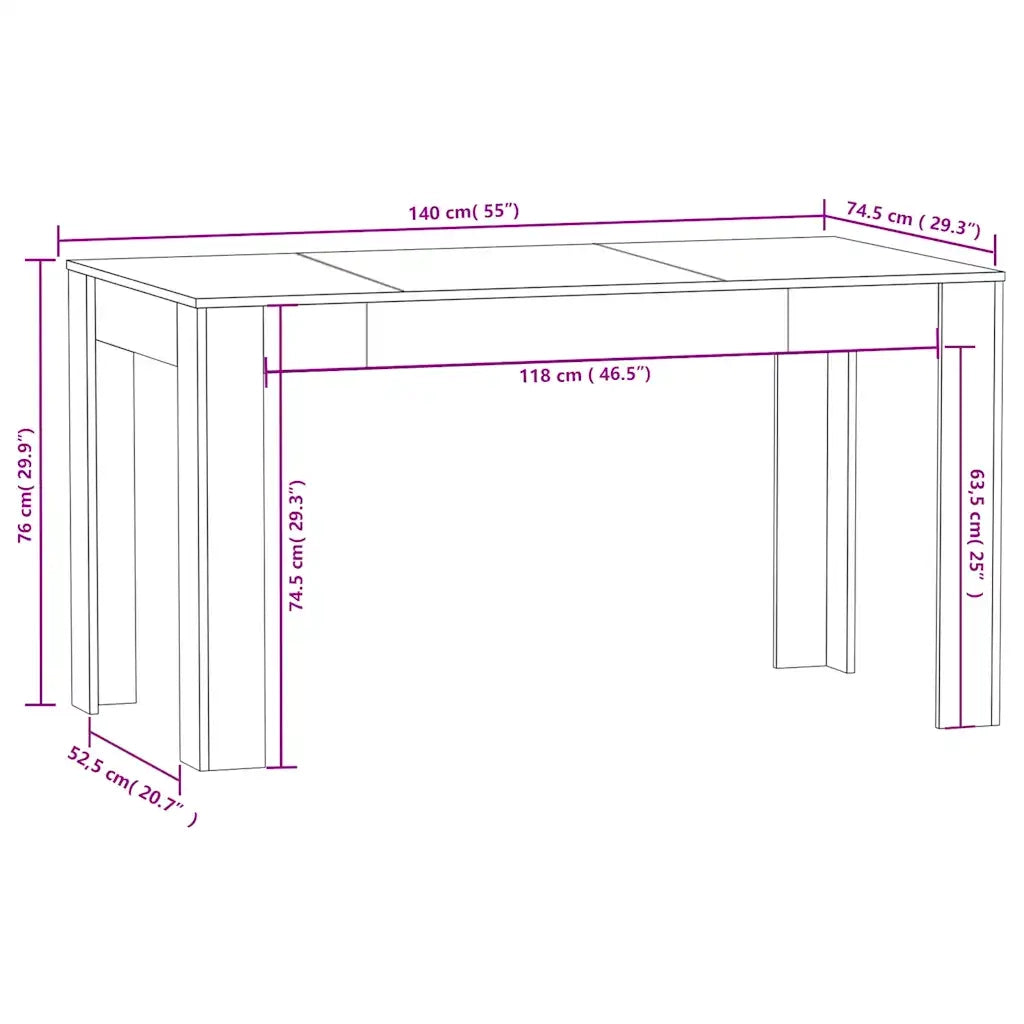 Tavolo da Pranzo Nero 140x74,5x76 cm in Legno Multistrato 804203