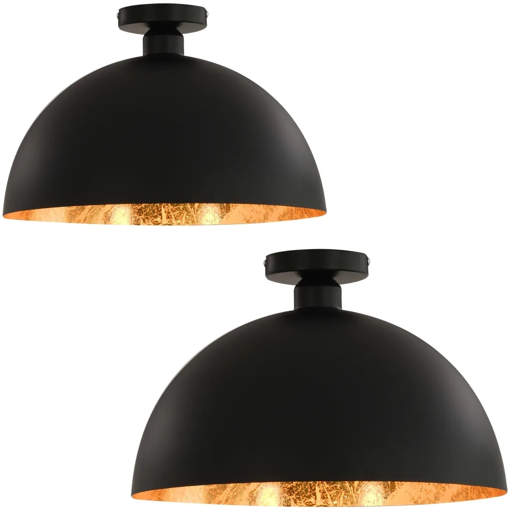 Lampadari 2 pz Nero e Oro Semi-Sferici E27 CFW2393504