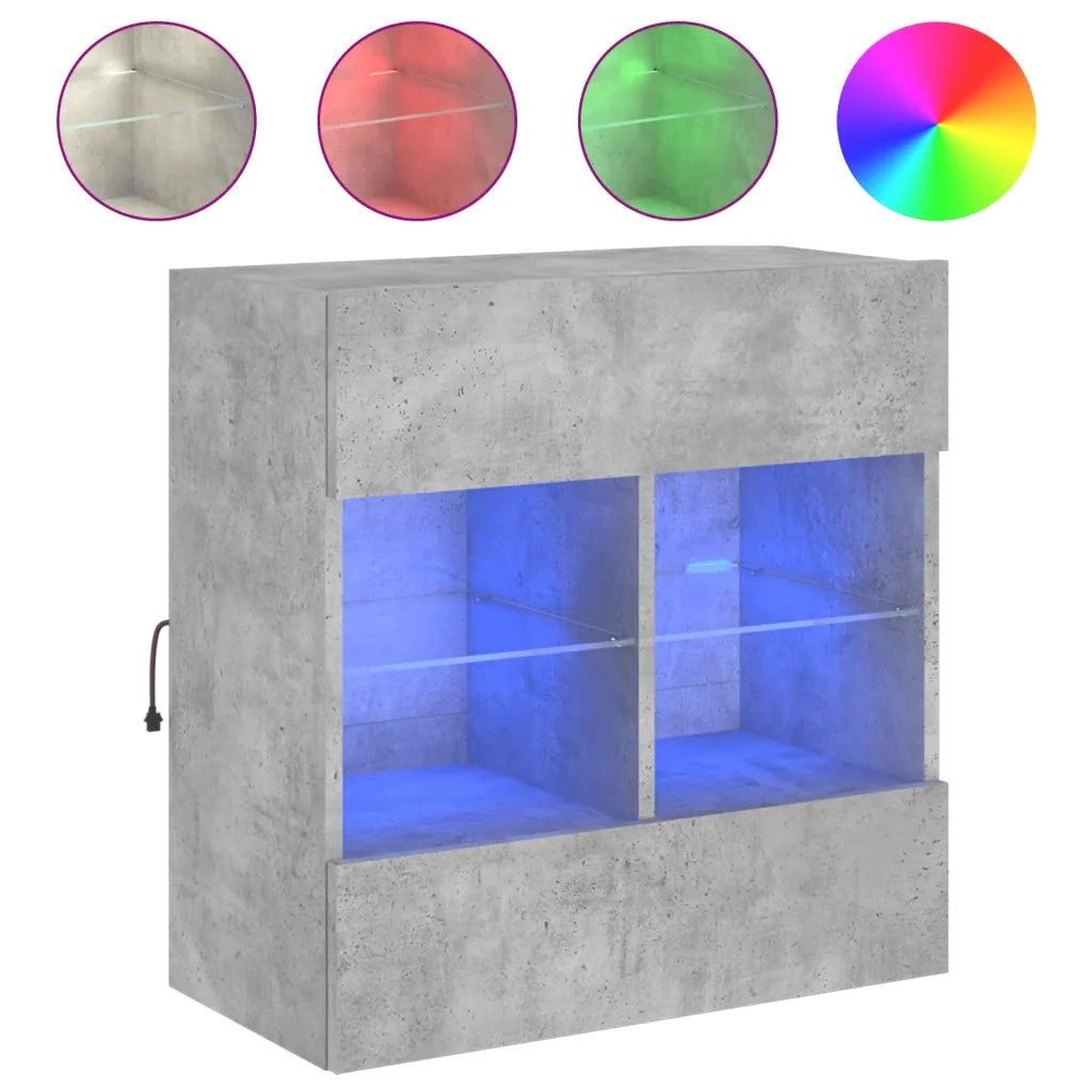 Mobile TV a Parete con Luci LED Grigio Cemento 58,5x30x60,5 cmcod mxl 86139