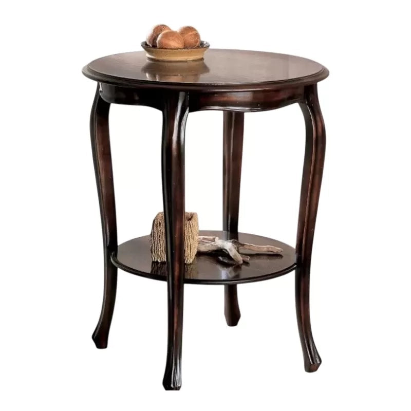 Tavolino rotondo 700 shabby legno noce consumato 59x59x71 - Mobili 2G