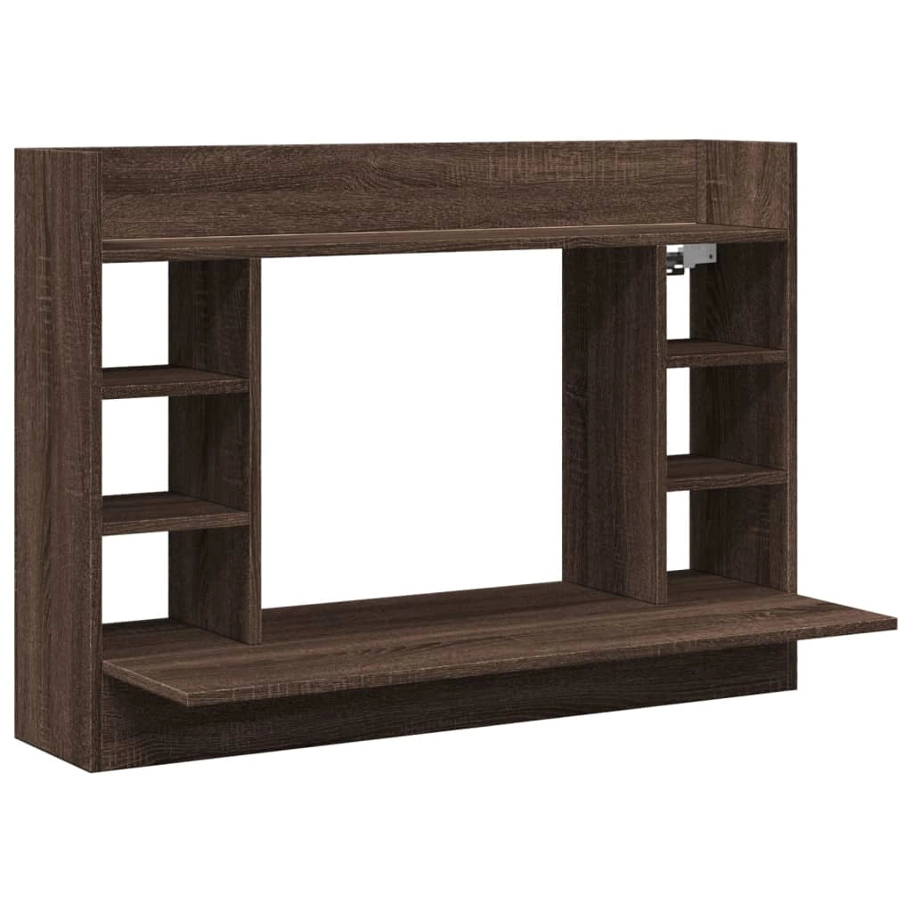 Scrivania tavolo postazione di lavoro mobile per computer studio a parete rovere 105 x 48 x 75 cm legno ingegnerizzato marrone 02_0023877