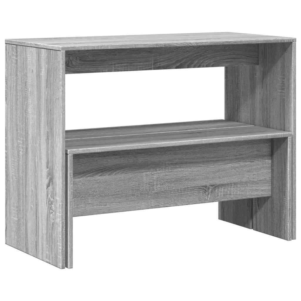 Set Tavolo da Pranzo e Panche 3 pz Grigio Sonoma in Truciolato 855536