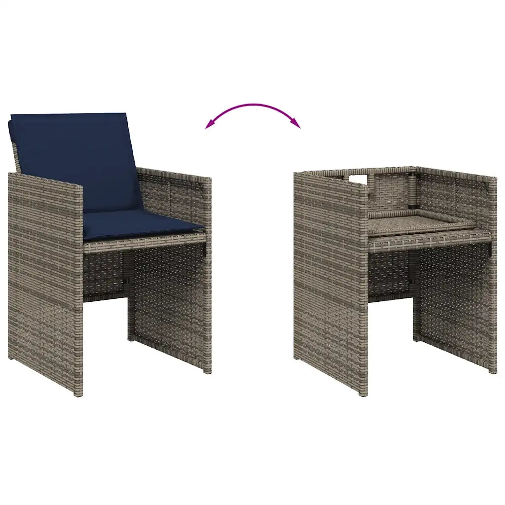 Set da pranzo da giardino da 9 pz con Cuscini in Polyrattan Grigio 3277696