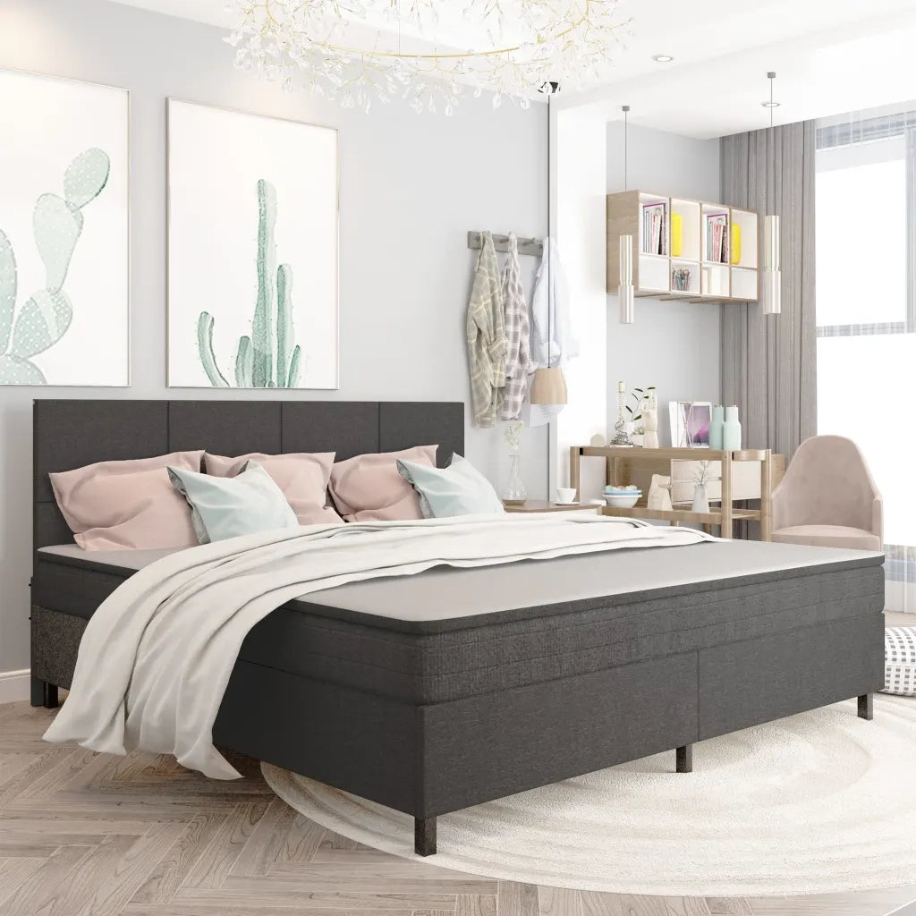 Letto a Molle Grigio Scuro in Tessuto 200x200 cmcod mxl 120339