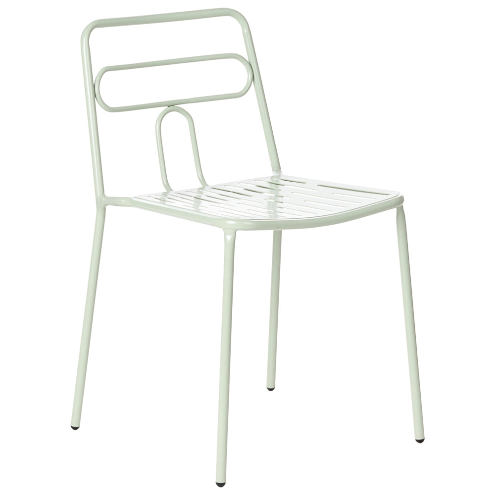 Set di 2 sedie da giardino verde con telaio in acciaio impilabili per esterni Patio moderne