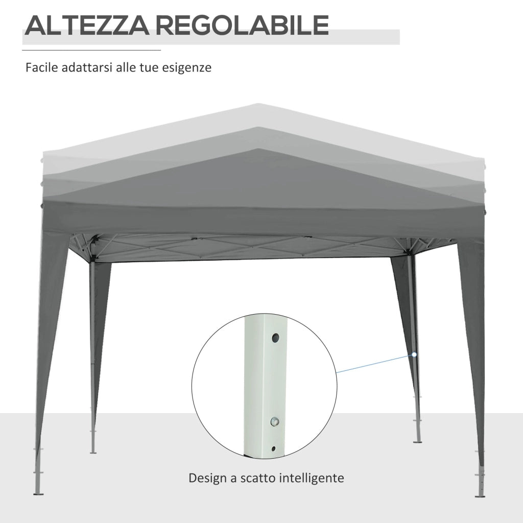 Gazebo da Giardino 3x3 m Pieghevole con 4 Pannelli Laterali in Acciaio e Tessuto Oxford Grigio
