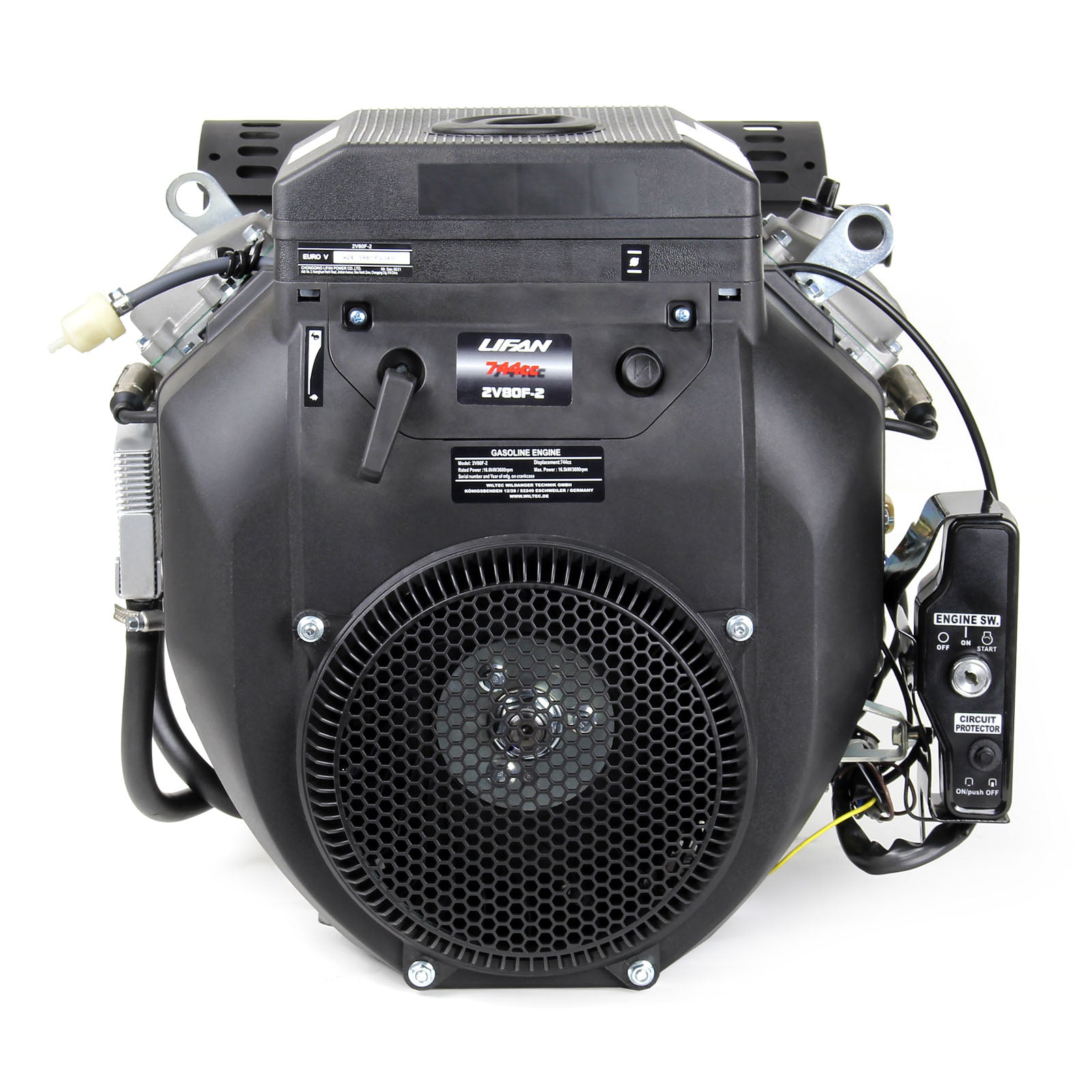 LIFAN 2V80F Motore a benzina a 2 cilindri, 24kW, avviamento elettrico per trattori ed escavatori