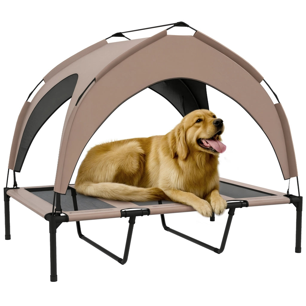 Brandina per cani e gatti rialzata con tettuccio anti-UV ¨C Xylo ¨C 106x76x94 cm caff¨¨