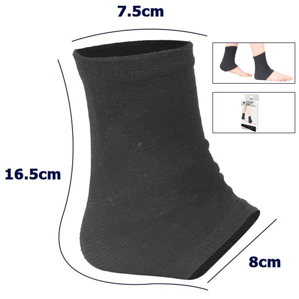 Trade Shop - Coppia Cavigliere Supporto Per Caviglia Anallergica Elastica Per Bambini Nero -