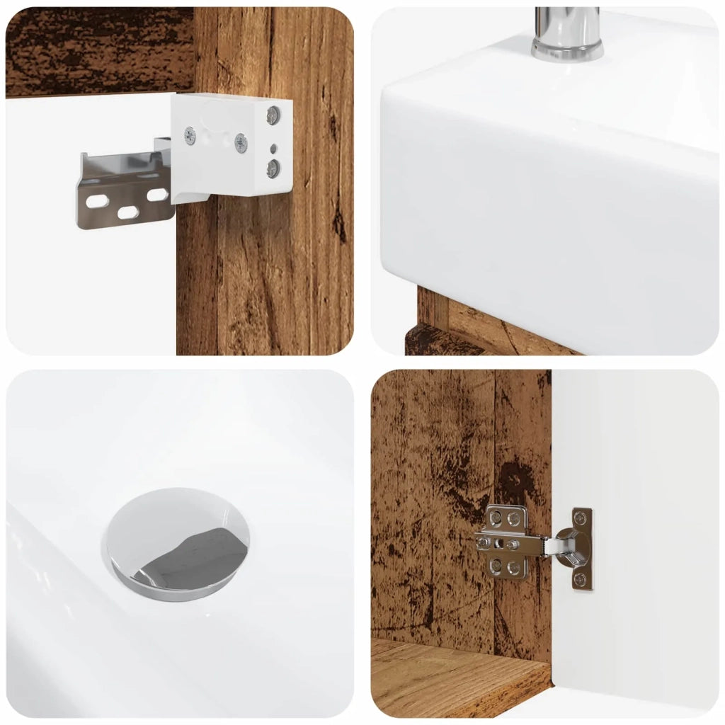 Mobile bagno con rubinetto Legno antico 45,5 x 22,5 x 84 cm 889449