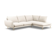 Cosmopolitan Design - Divano angolare destro "Vienna" 6 posti in bouclé beige 