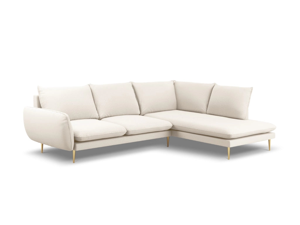 Cosmopolitan Design - Divano angolare destro "Vienna" 6 posti in bouclé beige 