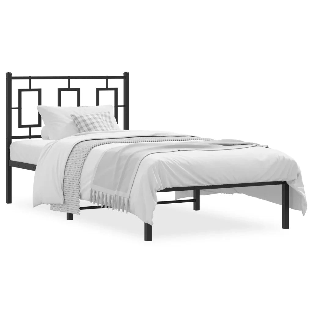 Giroletto con Testiera-Struttura Letto con testiera in Metallo Nero 90x190 cm 665072