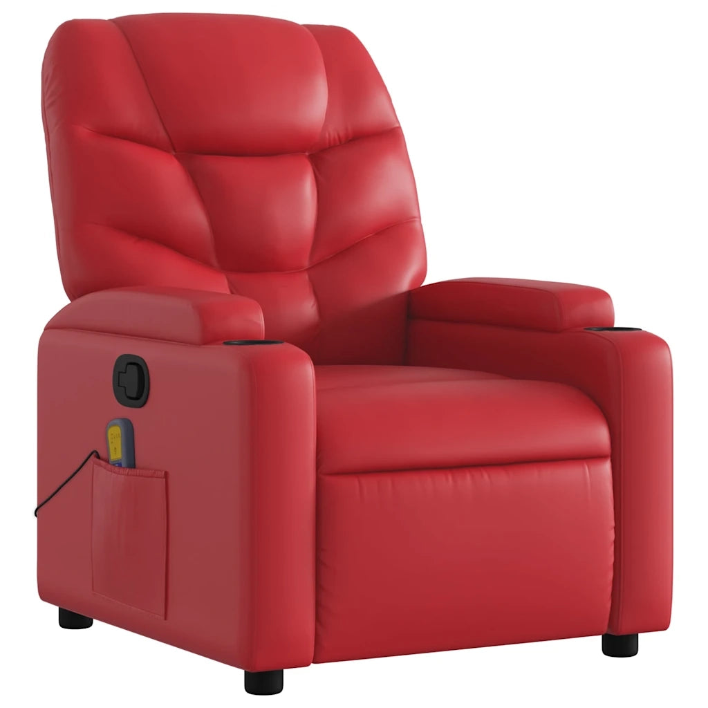 Divano Sedia-Poltrona Massaggiante Reclinabile Rossa in Similpelle 504073