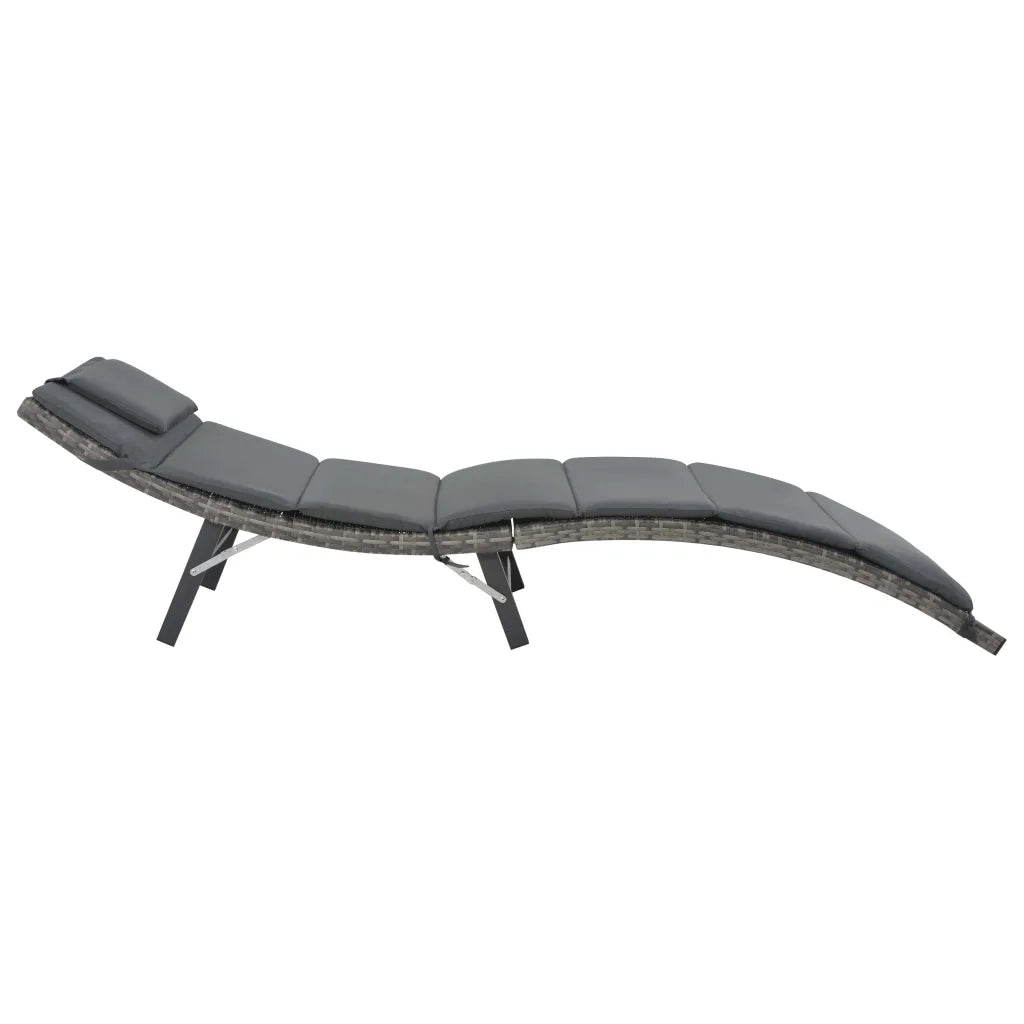Set Lettini da Giardino 3 pz Pieghevoli in Polyrattan Grigio 44815