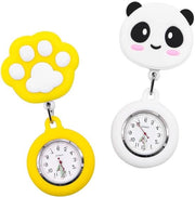 Oro Verde - Orologio per infermiera in silicone con design panda e gomiti gatti - Orologio per infermiera da bere - Giallo e Bianco