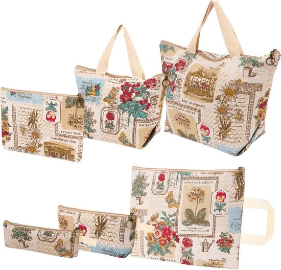 Borse di Coton con Cerniera - Organizzatori di Borsa da Viaggio Multifunzionali per Cosmetici, Trucco e Scritture - 6 Pacchi.