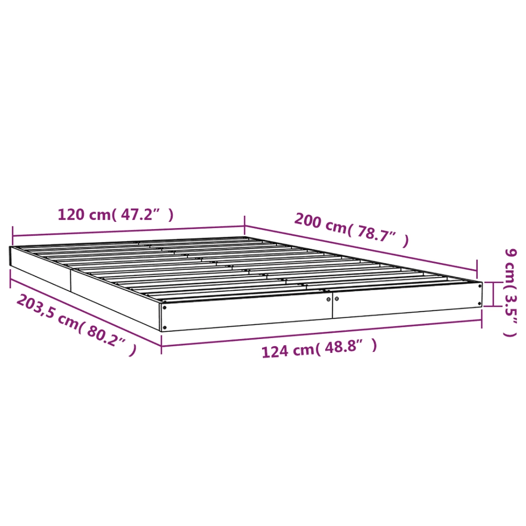 Giroletto senza Materasso-Struttura Letto 120x200 cm in Legno Massello di Pino 401151