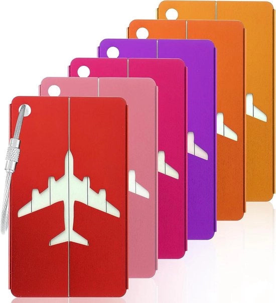 Etichette per bagagli - Autorizzate da TSA - Accessori per zaini e borse - Set da 6 pezzi in 6 colori - Etichetta metallica per bagaglio - Identificazione rapida del bagaglio