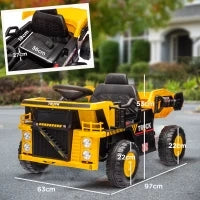 Camion per Bambini 3-5 Anni con Motore 12V, Macchina Elettrica per Bambini con Musica e Fari, Giallo