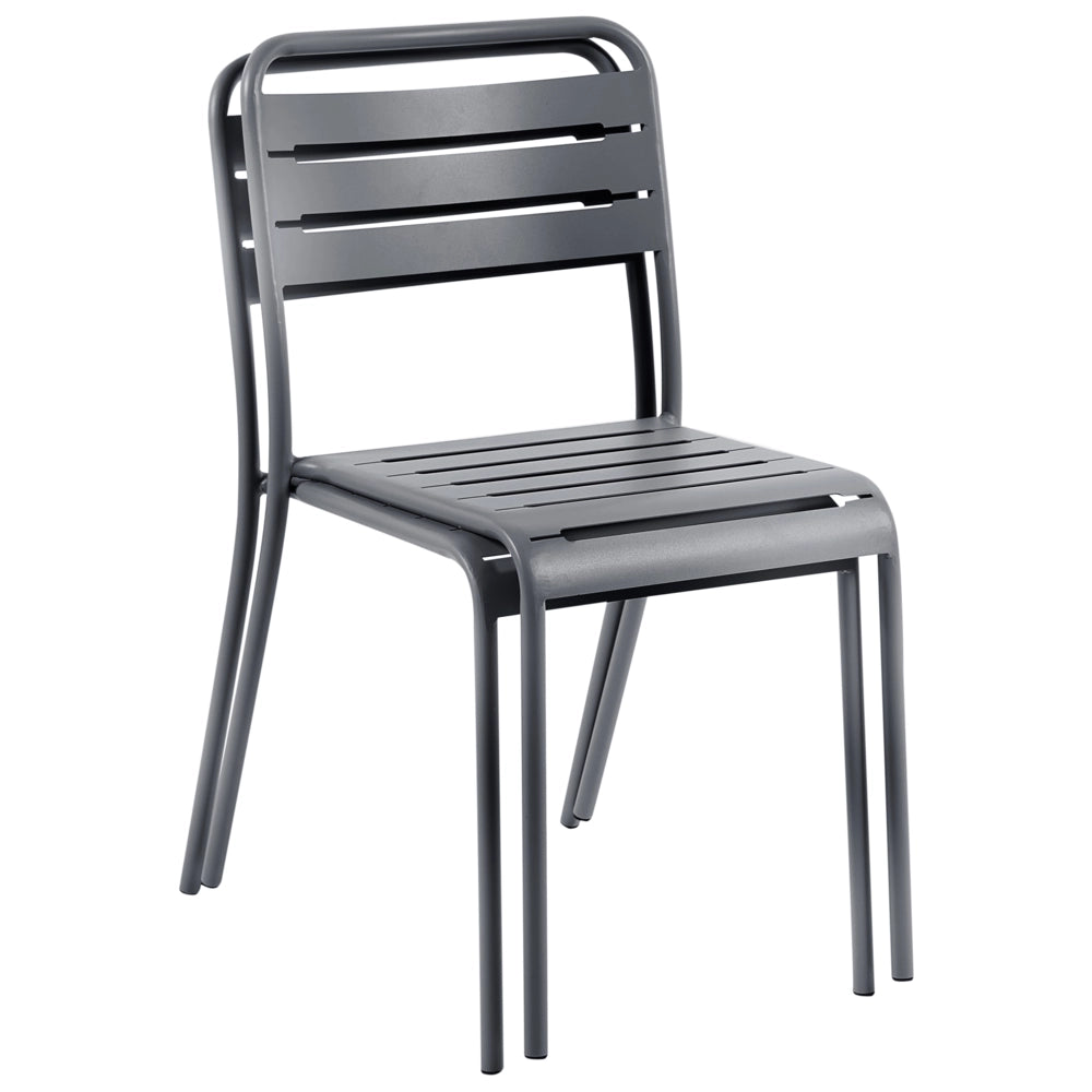 Set di 2 Sedie da Giardino in Ferro Metallo Grigio Scuro Senza Braccioli Impilabili per Esterni