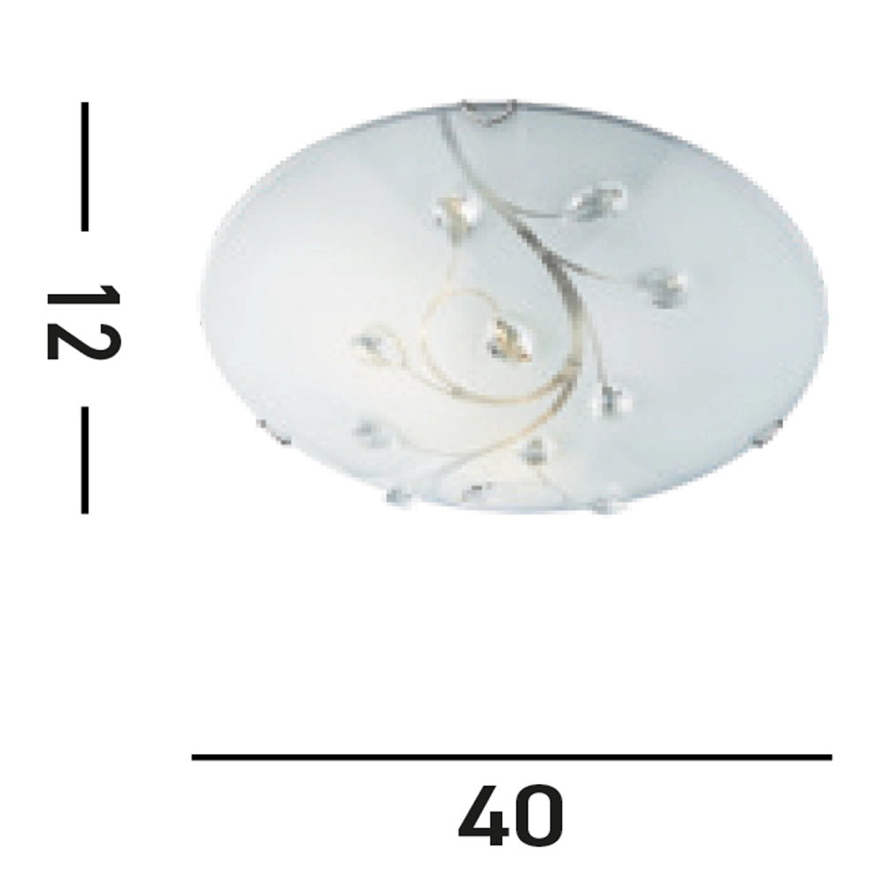 Plafoniera Classica Dunkerque Acciaio Bianco Vetro Cromo 1 Luce E27 D40Cm