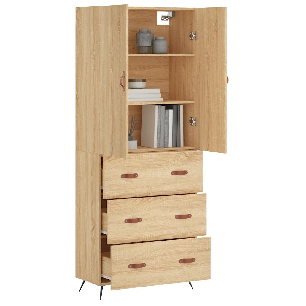 Credenza-Buffet-Armadio da cucina Rovere Sonoma 69,5x34x180 cm in Legno Multistrato 828642