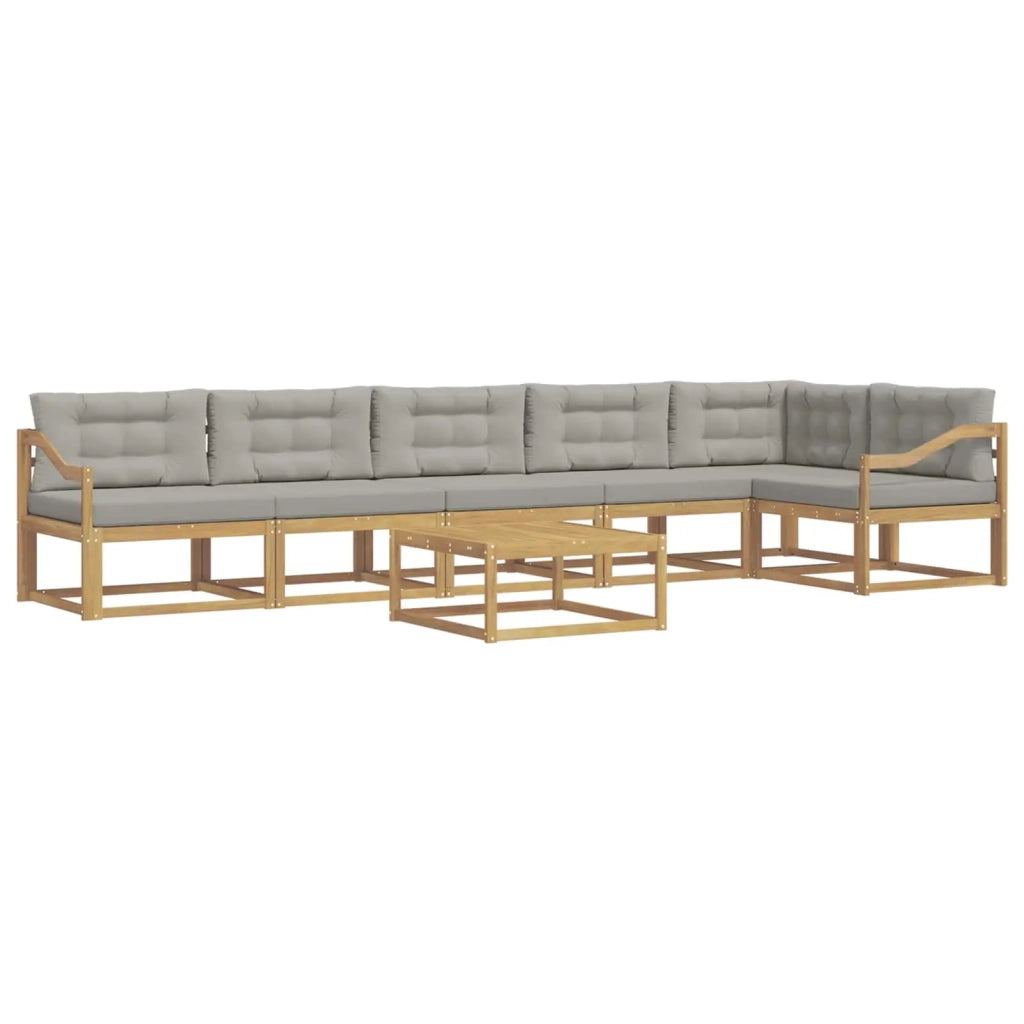 Set di divani da esterno 7 pcs Bianco e Grigio Chiaro