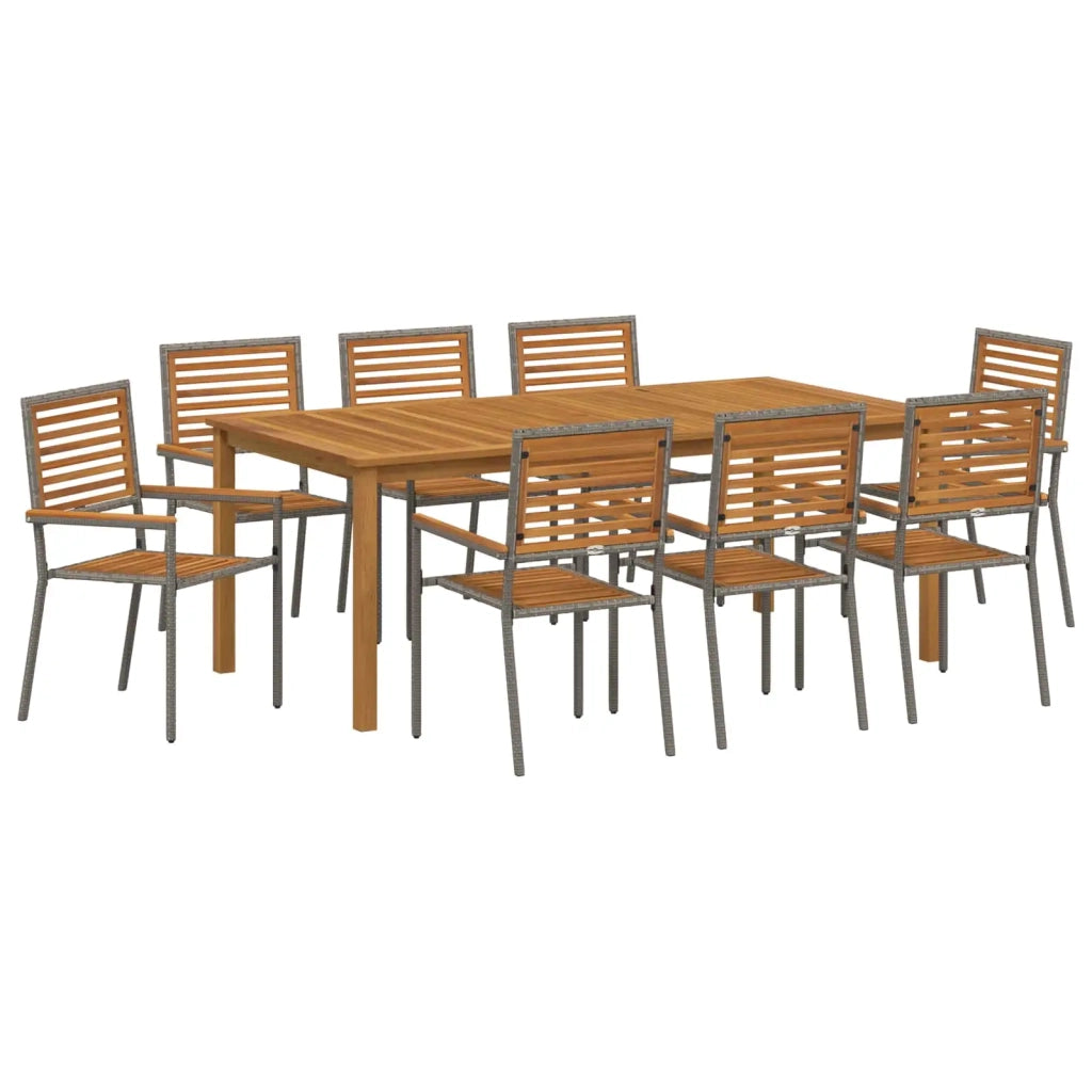 Set da Pranzo per Giardino 9 pz Grigio Legno di Acacia Massello 3365527