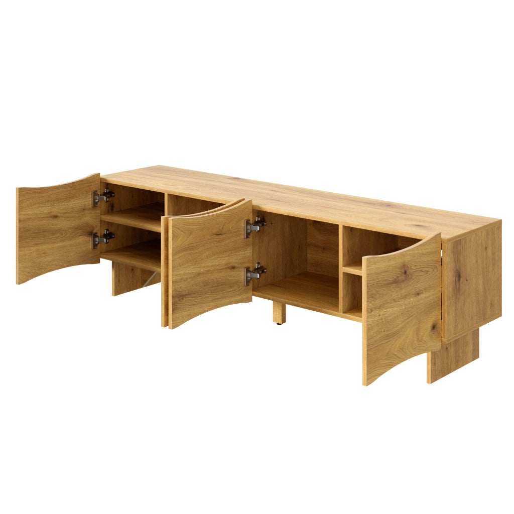 Mobile TV con Ante e Vano Contenitore ¨C MINIMAL ¨C Legno, Design Soggiorno, 155 cm