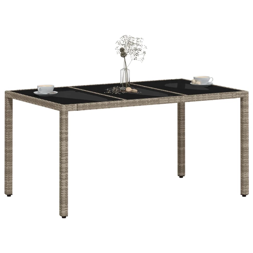 Tavolo Giardino Piano Vetro Grigio Chiaro 150x90x75 Polyrattan