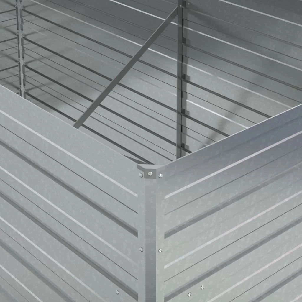 Fioriera rialzata per piante fiori patio giardino 160 x 80 x 77 cm acciaio zincato argento 02_0039385