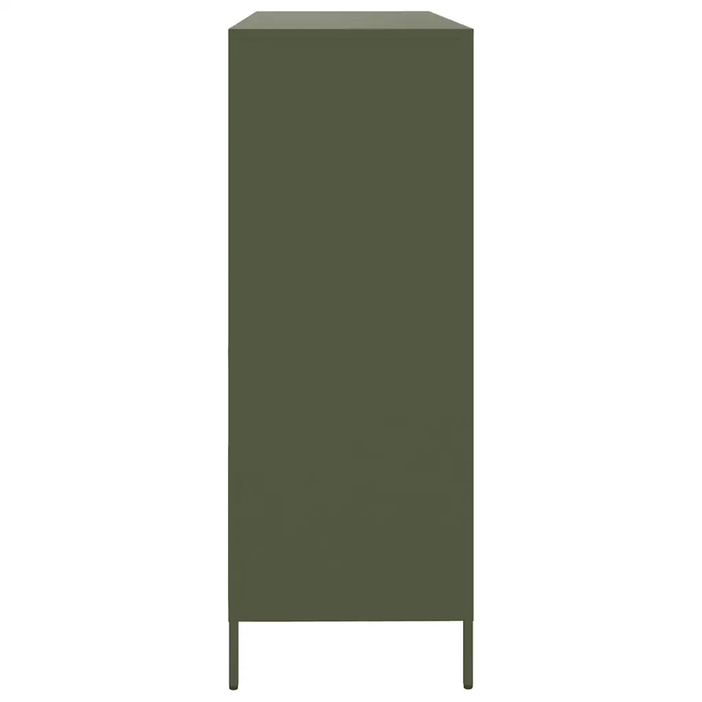 Credenza Verde Oliva 135x39x103,5 cm Acciaio Laminato a Freddo